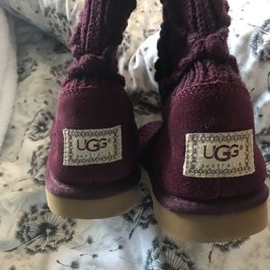 Plum UGG knit boots